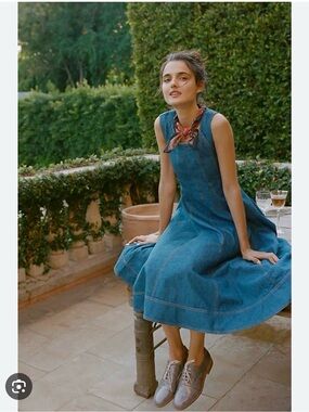 Anthropologie Pilcro Sleeveless Denim Midi Dress with two pockets, NWOT